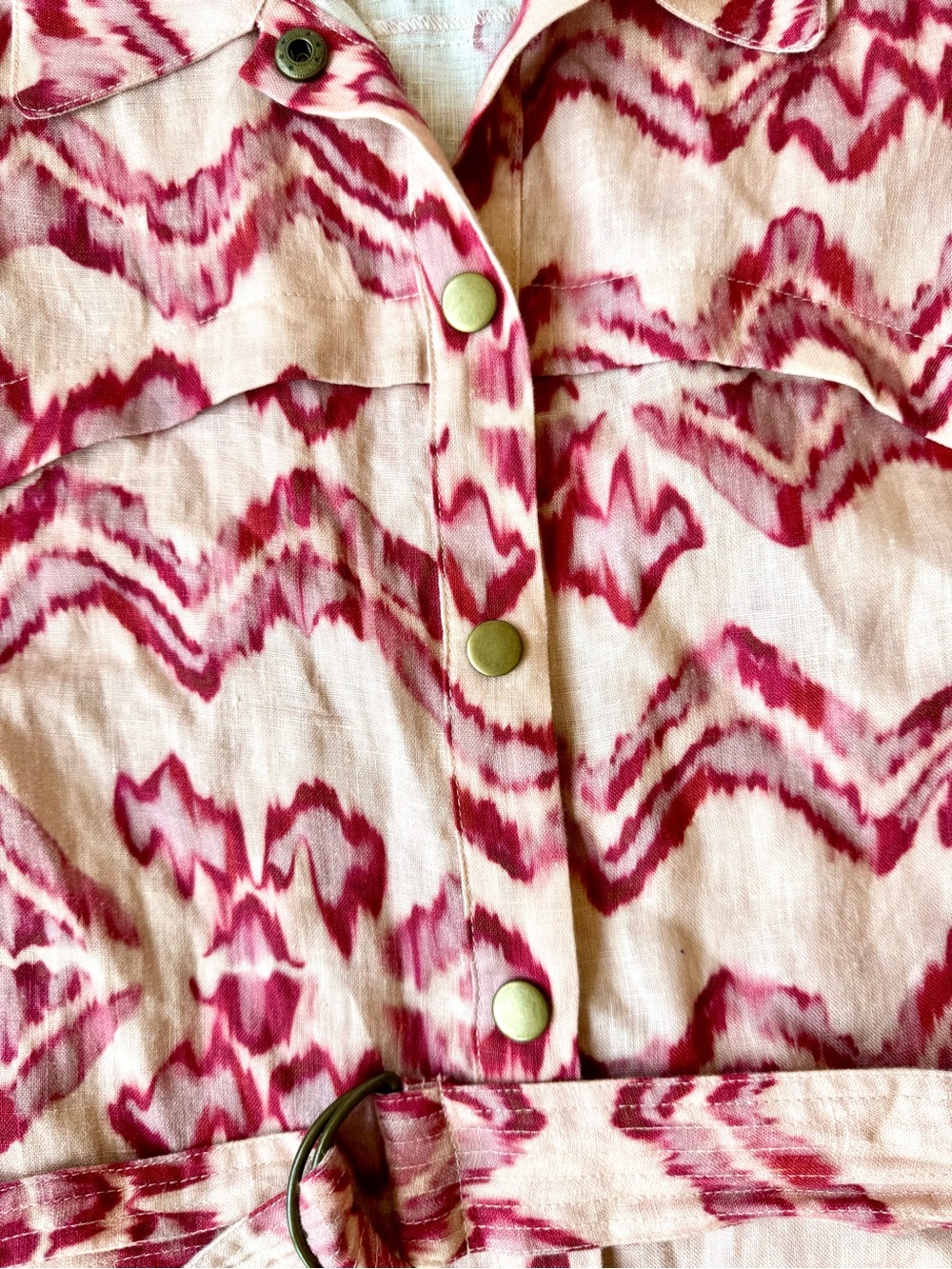 Karina Grimaldi Myrtle Print 100% Linen Belted Mini Dress L EUC - Picture 6 of 12